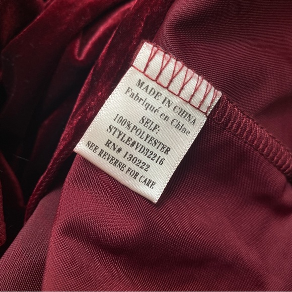 NWOT Red Velvet Flowy Bell Sleeve Deep V Neck Dress - Picture 10 of 12